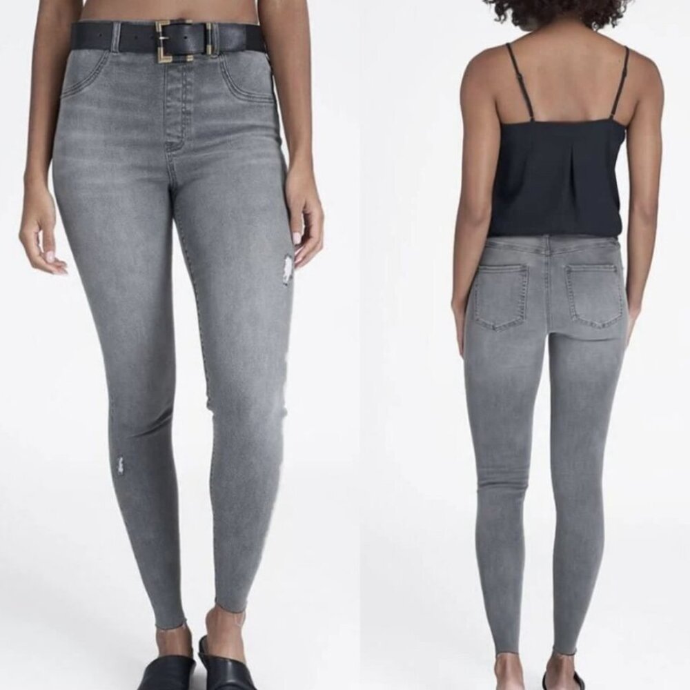 EUC Women's SPANX Pull-On Ankle Skinny Jeans #20213Q Distressed Gray | Size LP